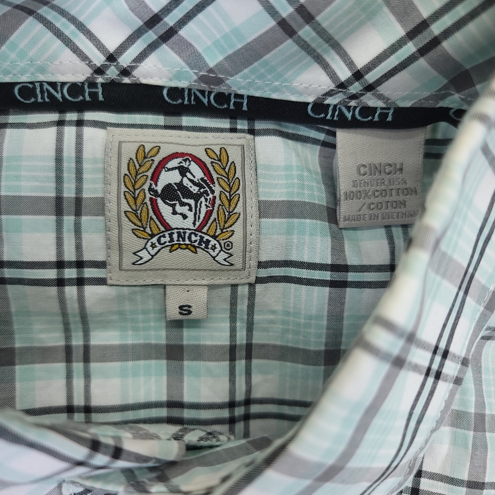 Cinch RMEF Deer Western Dress Shirt Plaid Long Sleeve Front Pocket Mens Size S - Picture 5 of 6
